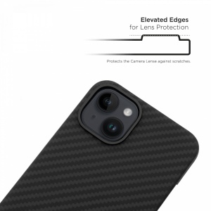 Husa iPhone 14 Plus, Clip-On Compatibil MagSafe, made from Aramid Fiber, Kevlar, Negru - Img 7