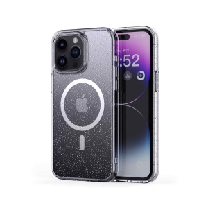 Husa iPhone 15 Pro, Compatibil MagSafe, Soft Pro Glitter, Transparent, disponibil pe thenx.net