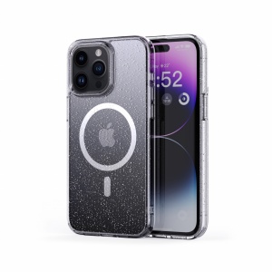 Husa iPhone 15 Pro, Compatibil MagSafe, Soft Pro Glitter, Transparent - Img 2