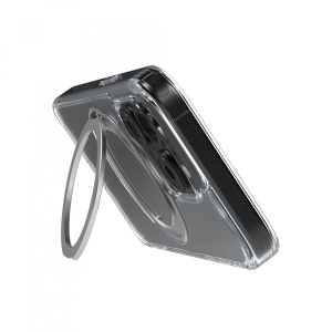Husa iPhone 15 Pro Max, Clip-On Crystal Compatibil MagSafe, with 360 degree rotating stand, Transparent - Img 12