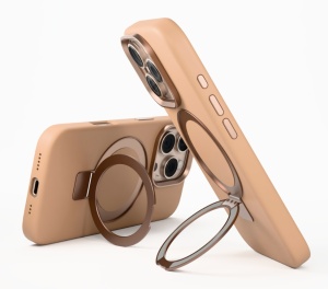 iPhone 16 Pro Max, Clip-On Silk Series with foldable stand, Compatibil MagSafe, Gold Rose - thenx.net_3