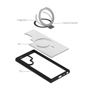 Husa Samsung Galaxy S24 Ultra Clip-On Hybrid, Matt, with MagSafe foldable Stand, Negru, compatibil cu Samsung, disponibil pe thenx.net