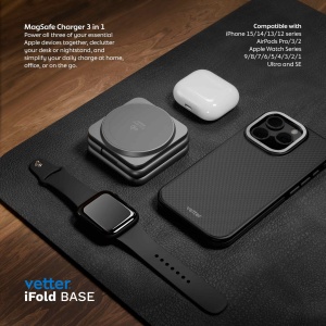 iFold Base, Foldable 3in1 Wireless Charging Stand with Qi2, Aluminum, disponibil pe thenx.net