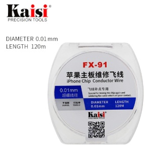 Sarma de Conductor pentru iPhone Kaisi FX-91, 0.01mm - ideala pentru Reparatii de Chipuri, disponibil pe thenx.net