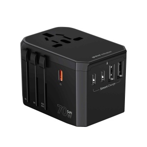 GaN Voyager 70W, Global Adapter with High-Speed USB-C & USB-A Charging, disponibil pe thenx.net