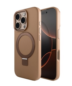 Huse iPhone 16 Pro, Clip-On Silk Series with foldable stand, Compatibil MagSafe, Gold Rose - thenx.net