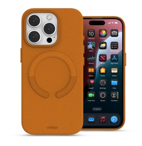 Huse iPhone 16 Pro, Clip-On Vegan Leather, Compatibil MagSafe, Golden Brown - thenx.net