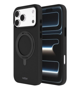 Husa iPhone 17 Pro, Clip-On Silk Series with foldable stand, Mag Safe Compatible, Black - thenx.net