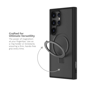 Husa Samsung Galaxy S24 Ultra Clip-On Hybrid, Matt, with MagSafe foldable Stand, Negru, compatibil cu Samsung, disponibil pe thenx.net