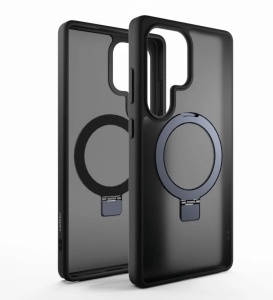 Husa Samsung Galaxy S25 Ultra Clip-On Hybrid, Matt, with MagSafe foldable Stand, Negru - thenx.net
