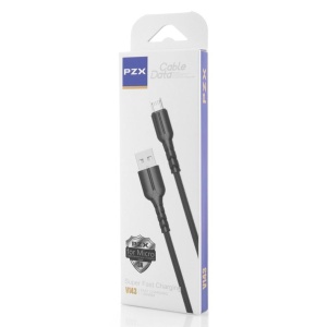 Cablu USB-A la USB-C, PZX V123, in Unghi cu Functie Suport, 3.1A, 1m, Negru