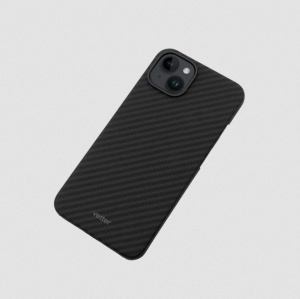 Husa iPhone 14 Plus, Clip-On Compatibil MagSafe, made from Aramid Fiber, Kevlar, Negru, disponibil pe thenx.net