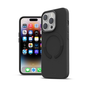 Husa iPhone 14 Pro Max, Clip-On Vegan Leather, Compatibil MagSafe, Negru, disponibil pe thenx.net