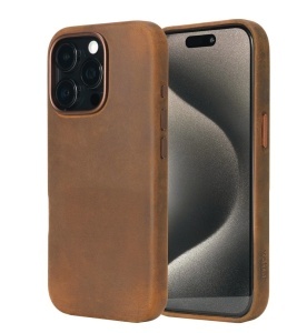 Husa iPhone 15 Pro, leatherUP Patina, Natural Finish, MagSafe Compatible - thenx.net