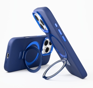 Huse iPhone 16 Pro Max, Clip-On Silk Series with foldable stand, Compatibil MagSafe, Blue - thenx.net_3