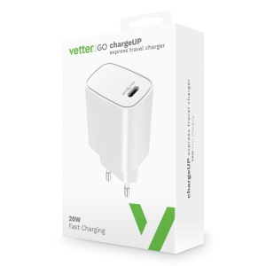 Incarcator Universal Travel Charger for iPhone, Vetter Go, with Power Delivery, 20W, Alb
