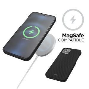 Husa iPhone 12 Pro Max, Clip-On Compatibil MagSafe, Aramid Fiber, Kevlar, Negru, disponibil pe thenx.net