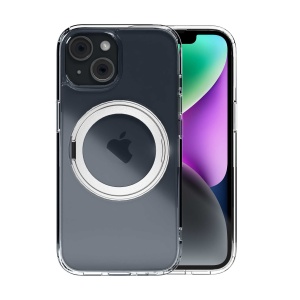 Husa iPhone 14 Plus, Clip-On Crystal MagSafe Compatible, with 360 degree rotating stand, Transparent