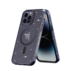 Husa iPhone 14 Pro, Compatibil MagSafe, Soft Pro Glitter, Negru, disponibil pe thenx.net