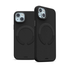 Husa iPhone 15 Plus, Clip-On Vegan Leather, Compatibil MagSafe, Negru
