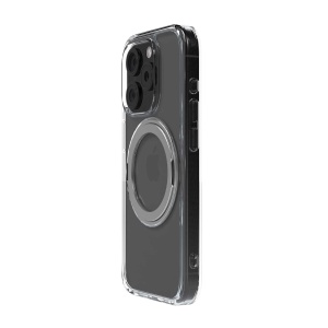 Husa iPhone 15 Pro Max, Clip-On Crystal Compatibil MagSafe, with 360 degree rotating stand, Transparent, disponibil pe thenx.net