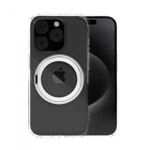 Husa iPhone 15 Pro Max, Clip-On Crystal Compatibil MagSafe, with 360 degree rotating stand, Transparent - Img 5