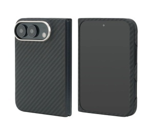 Husa iPhone DUO, Clip-On MagSafe Compatible, made from Aramid Fiber, Kevlar, Black - squaregsm.ro