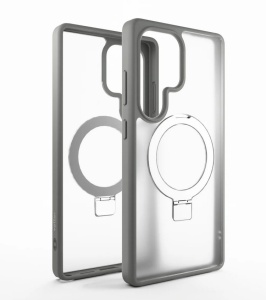 Husa Samsung Galaxy S25 Ultra Clip-On Hybrid, Matt, with MagSafe foldable Stand, Titanium Grey - thenx.net