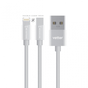 Cablu Lightning with Micro USB Dual Cable, Nylon Braided Wire, 1m - Img 4