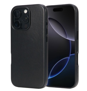 Husa iPhone 16 Pro, leatherUP Class, Refined Touch, MagSafe Compatible, Black - thenx.net