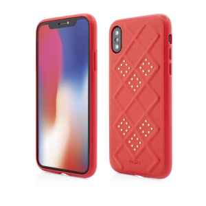Husa iPhone Xs, Smart Case, 3D Rhombus Design, Rosu