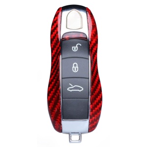 Husa Porsche Key with 3 Button Layout, made from Carbon, Glossy Red