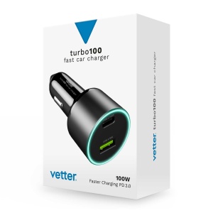 Incarcator turbo100, Super Fast Car Charger, USB-C, PD and QC, 100W, disponibil pe thenx.net