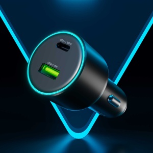 Incarcator turbo100, Super Fast Car Charger, USB-C, PD and QC, 100W