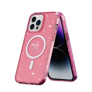 Husa iPhone 14 Pro Max, Compatibil MagSafe, Soft Pro Glitter, Roz, disponibil pe thenx.net