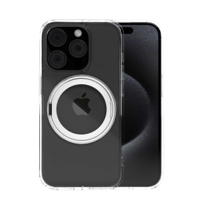 Husa iPhone 15 Pro Max, Clip-On Crystal Compatibil MagSafe, with 360 degree rotating stand, Transparent, disponibil pe thenx.net