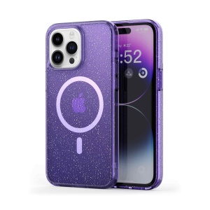 Husa iPhone 15 Pro Max, Compatibil MagSafe, Soft Pro Glitter, Purple, disponibil pe thenx.net