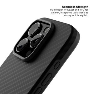 Husa iPhone 16 Pro Max Clip-On Compatibila MagSafe Aramid Fiber Hybrid Kevlar Negru_5