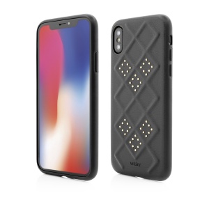 Husa iPhone Xs, Smart Case, 3D Rhombus Design, Negru, disponibil pe thenx.net