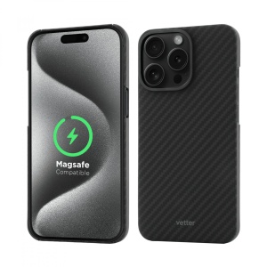 Husa iPhone 15 Pro, Clip-On Compatibil MagSafe, made from Aramid Fiber, Kevlar, Negru - Img 2