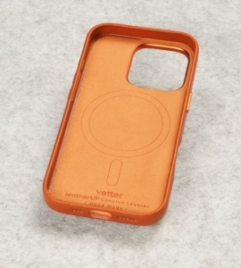 Husa iPhone 16 Pro, leatherUP Class, Refined Touch, MagSafe Compatible, Orange Brown - thenx.net_2