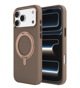 Husa iPhone 17 Pro, Clip-On Silk Series with foldable stand, Mag Safe Compatible, Desert Titanium - thenx.net