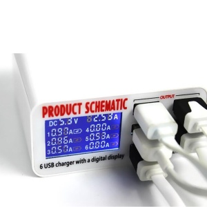 Incarcator USB Multiport 6 Porturi 40W cu AfiSaj LCD pentru Incarcare Rapida - pentru înlocuirea ecranului,  disponibil pe thenx.net