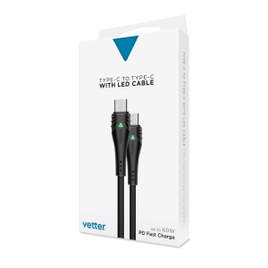 Cablu USB-C, to USB-C with LED Status indicator, 60W, 1.5m, Negru, disponibil pe thenx.net