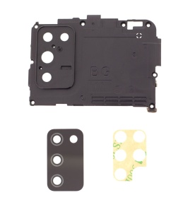 Geam Camera Samsung Galaxy A03s A037G, Negru + Rama