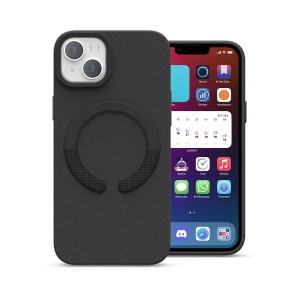 Husa iPhone 14 Plus, Clip-On Vegan Leather, Compatibil MagSafe, Negru, disponibil pe thenx.net