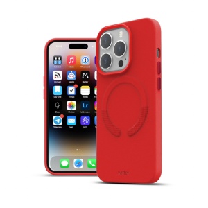 Husa iPhone 14 Pro Max, Clip-On Vegan Leather, Compatibil MagSafe, Crimson Red - Img 7