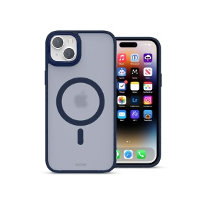 Husa iPhone 15, Clip-On Hybrid, Matt, Compatibil MagSafe, Blue