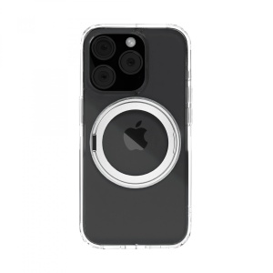 Husa iPhone 15 Pro Max, Clip-On Crystal Compatibil MagSafe, with 360 degree rotating stand, Transparent - Img 9