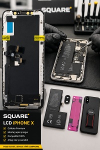 LCD iPhone X + Acumulator + Geam Camera + Adeziv + Husa Vetter